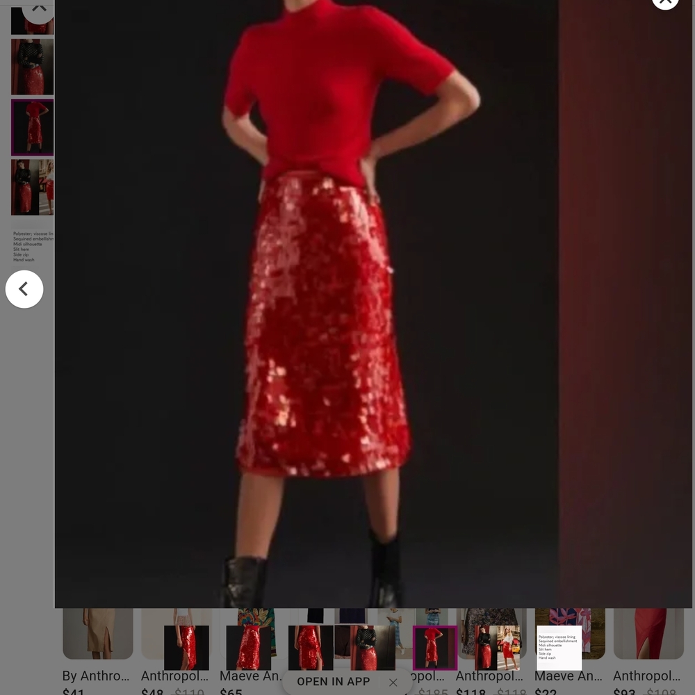 Maeve Dazzling Red Sequin Pencil Skirt - Picture 5 of 8